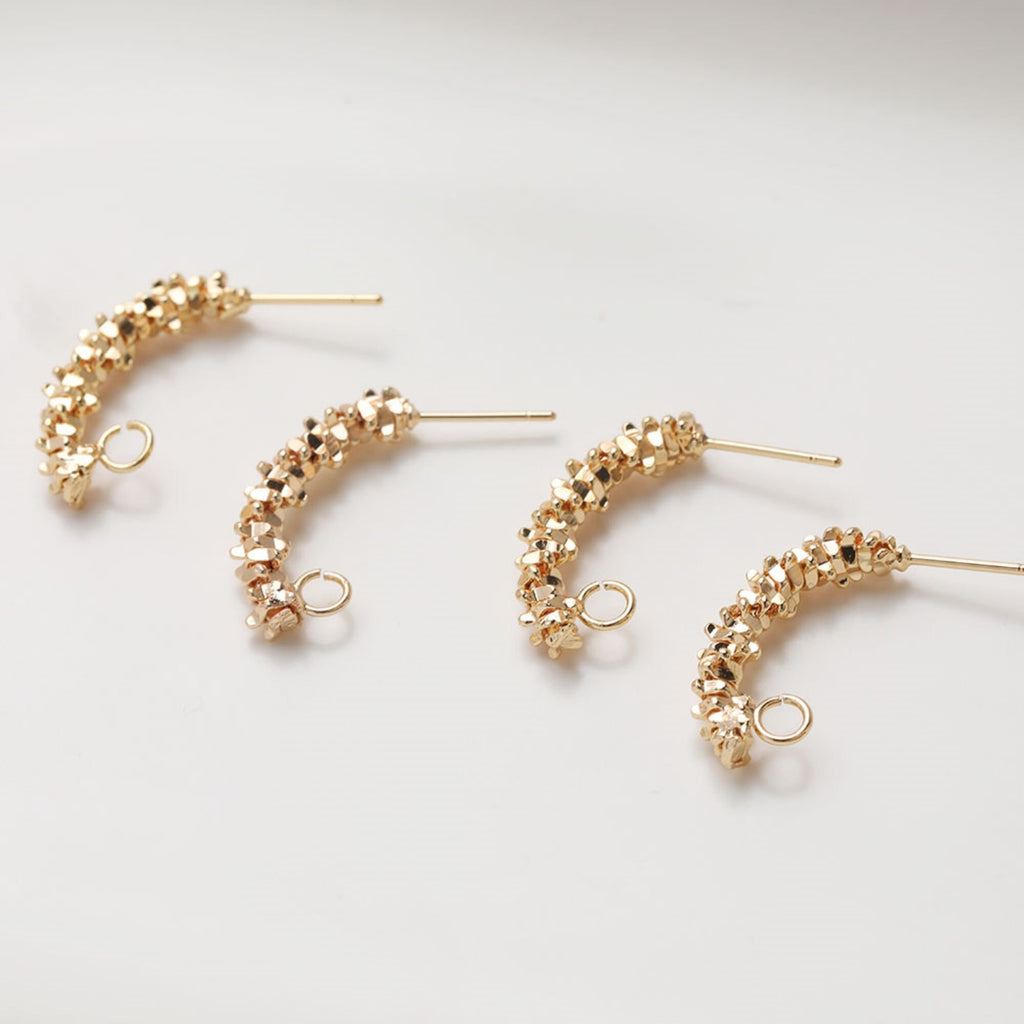 قرط أذن ملتوي منحني، مطلي بالذهب عيار 14 قيراطًا، خالٍ من النيكل، قرط أذن مضاد للحساسية، JG068-ZX192