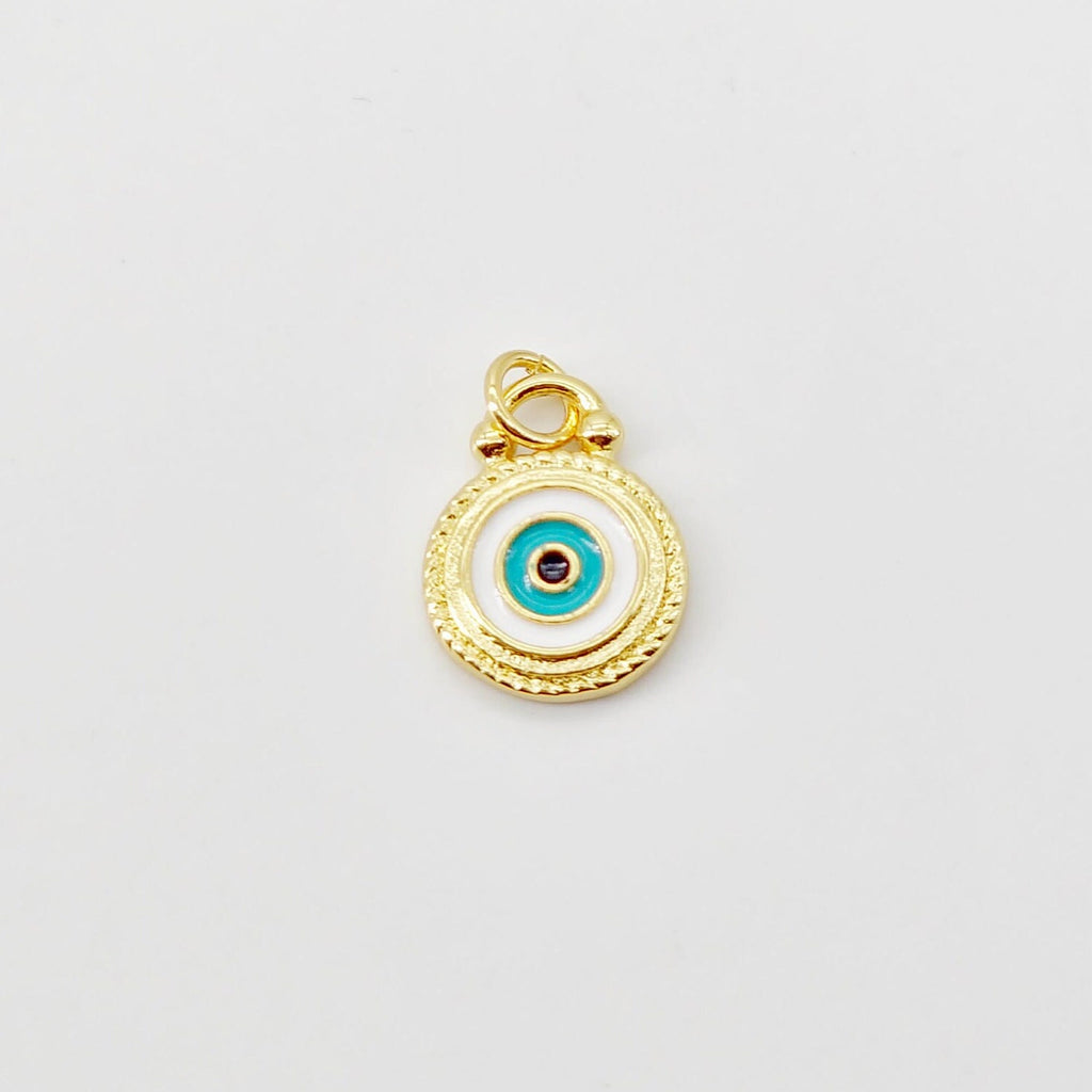 تميمة عين الشر، قلادة عين مطلية بالذهب عيار 18 قيراطًا من المينا، تميمة لصنع القلائد، قطع مجوهرات S20697