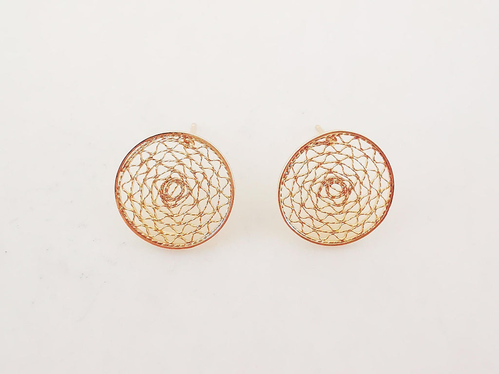 4pcs Round Mesh Earring Post , 18K Gold Circel Stud Earring, S925 Silver Ear Pin, Nickel Free, Earring Making Findings ZX014