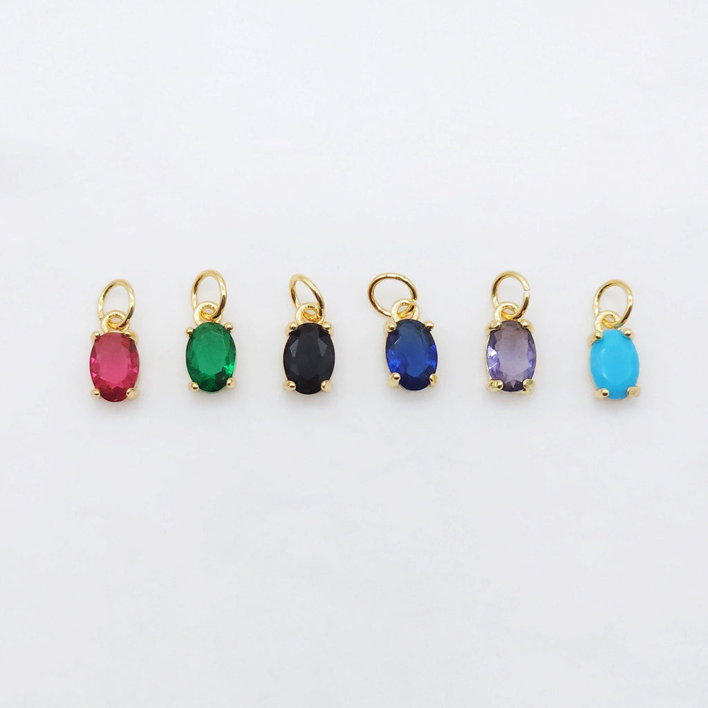 Crystal Tiny Oval Charms, 9 Color Crystal You Choose, 18K Gold/Silver Plated Oval Pendant, Jewelry Findings S20529
