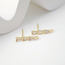 تحميل الصورة إلى عارض المعرض، أقراط أذن مستطيلة أنيقة من الزركونيا المكعبة، عمود مطلي بالذهب مع حلقة، أداة يدوية للعثور على الأقراط، لوازم صنع الأقراط بنفسك D0246