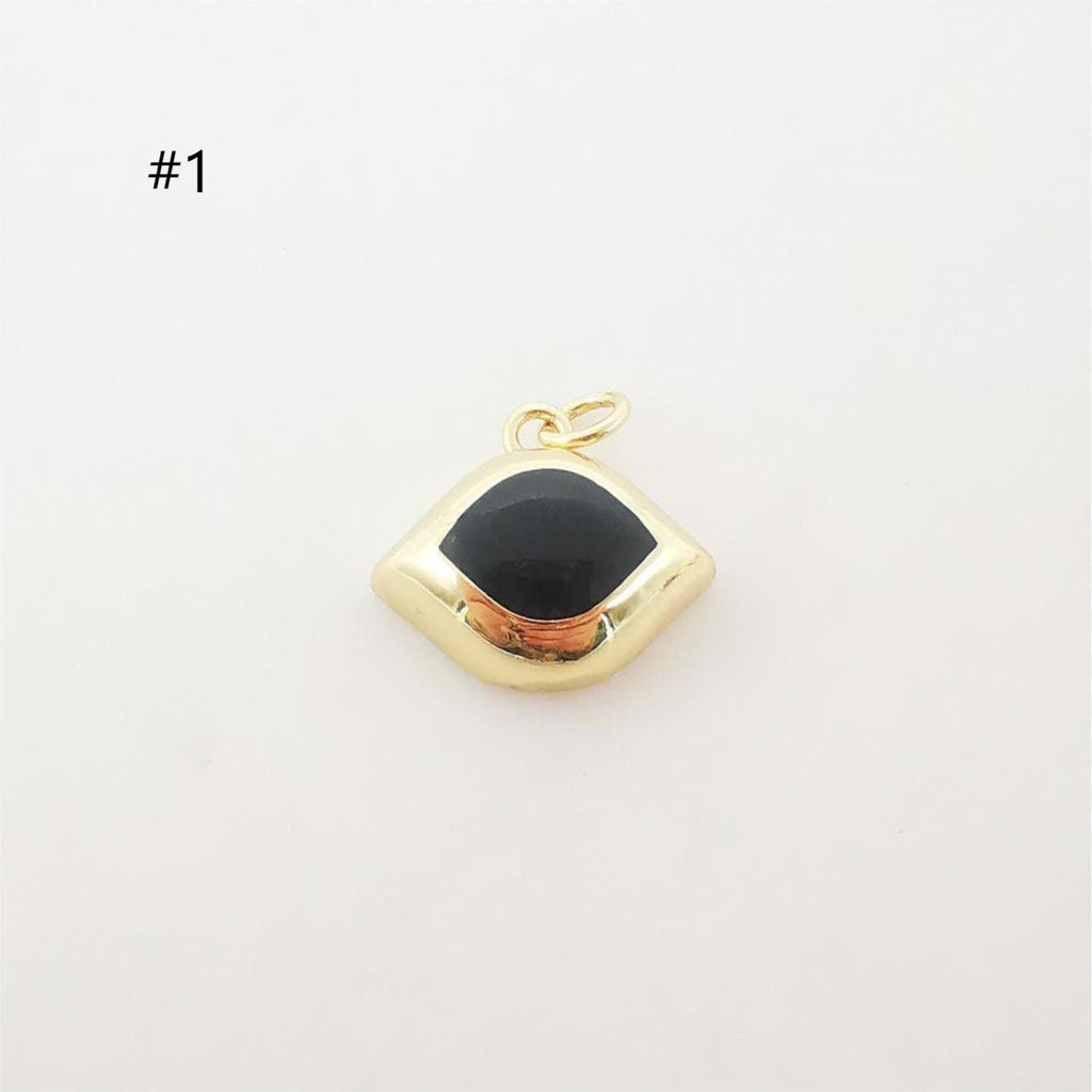 Enamel Cubic Evil Eye Charm, 18K Gold Plated Micro CZ Pave Eye Pendant, Necklace Making Charm, Jewelry Findings S20228