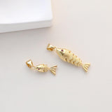 Gold Fish Charms, 18K Gold Plated Charms, Fish Bone Pendant,  Necklace charms, Jewelry Findings S1328