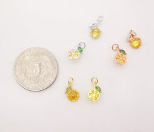 Load image into Gallery viewer, 10PCS 6x10mm Lemon Charms, 18K Gold Plated Cubic Pave Charms, Fruit Pendant,  Necklace charms, Jewelry Findings S611