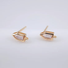 Cargar imagen en el visor de la galería, Postes de aretes de circonita hexagonal, aretes orgánicos de oro con aro, alfiler de plata S925, fornitura de aretes hecha a mano, suministros para aretes DIY ZX232