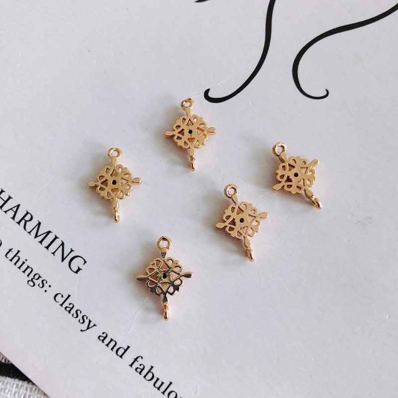 10 قطع من حُلي موصلات الزهور مع حلقات، موصلات بوهو، قلادة من الزركونيوم المكعب، صناعة أساور وقلادات، نتائج مجوهرات مطلية بالذهب MY032-F230