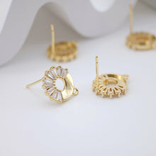 تحميل الصورة إلى عارض المعرض، أقراط دائرية من الزركونيا المكعبة، عمود ذهبي مع حلقة، مضاد للحساسية، نتائج الأقراط، لوازم صنع الأقراط يدويًا D0039