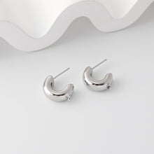 Load image into Gallery viewer, C Shape Earrings Post With Loop, 18K Gold Plated, Nickel Free, S925 Silver Pin, Ear Stud Hypoallergenic Earring Findings D0366