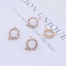 Load image into Gallery viewer, 4PCS Circle Ear Post with Loops, S925 Silver Ear Pin Nickel Free, Micro CZ Pave, 10mm, 18K Gold Plated Circle Stud Earring Finding ZX038