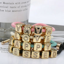 Load image into Gallery viewer, 18K Shiny Gold Cube Alphabet Beads, Initial Square Beads, Micro CZ Pave, 9x9mm, Big Hole Letter Beads for Necklace Bracelet Making S909