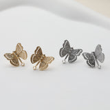 Butterfly Ear Post with loop, S925 Silver Ear Pin, Nickel Free, 14K Gold/Silver Plated Stud Earring Finding GE124