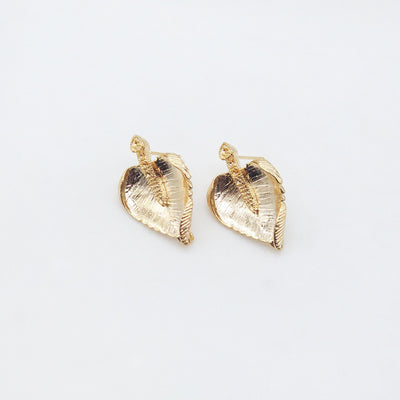 10pcs Gold Leaf  Earring Post With Loop, Nickel Free Earrings, Ear Stud Loop, Hypoallergenic Earring Findings ZX114