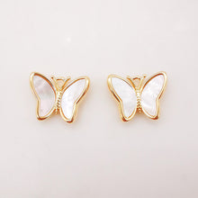Load image into Gallery viewer, Dainty Butterfly Charm, Mother of Pearl Charm, 16mm, 14K Gold Plated Kawaii Charm for Jewelry Making B007