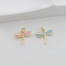 Load image into Gallery viewer, Dragonfly Charm, 18K Gold/Silver Plated Pendant, 12*14.7mm, Flying Animal Charm, Necklace Jewelry Finding S20725