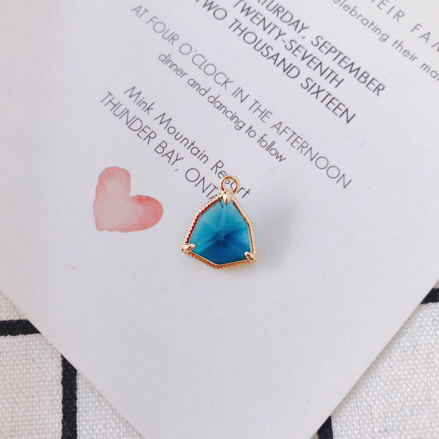 10pcs- Crystal Triangle Geometry Charms, 14K Gold Plated Crystal Pendant, Jewelry Findings MY073-F050