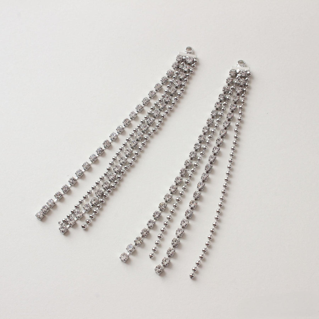 Gold Beads Chain Tassel Pendant, CZ Pave Chain Charm, Cubic Zirconia, 18K Gold Plated Earring Chain Pendant, Earring Findings GZ613