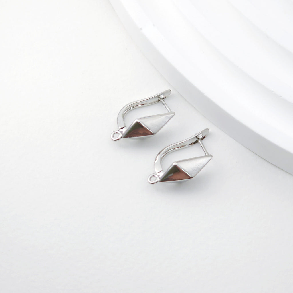 Rhombus English lock with loop, Gold/Rhodium Plated Earring hoop, Hypoallergenic & Nickel-Free，DIY Handmade Earring Findings Supplies D0089