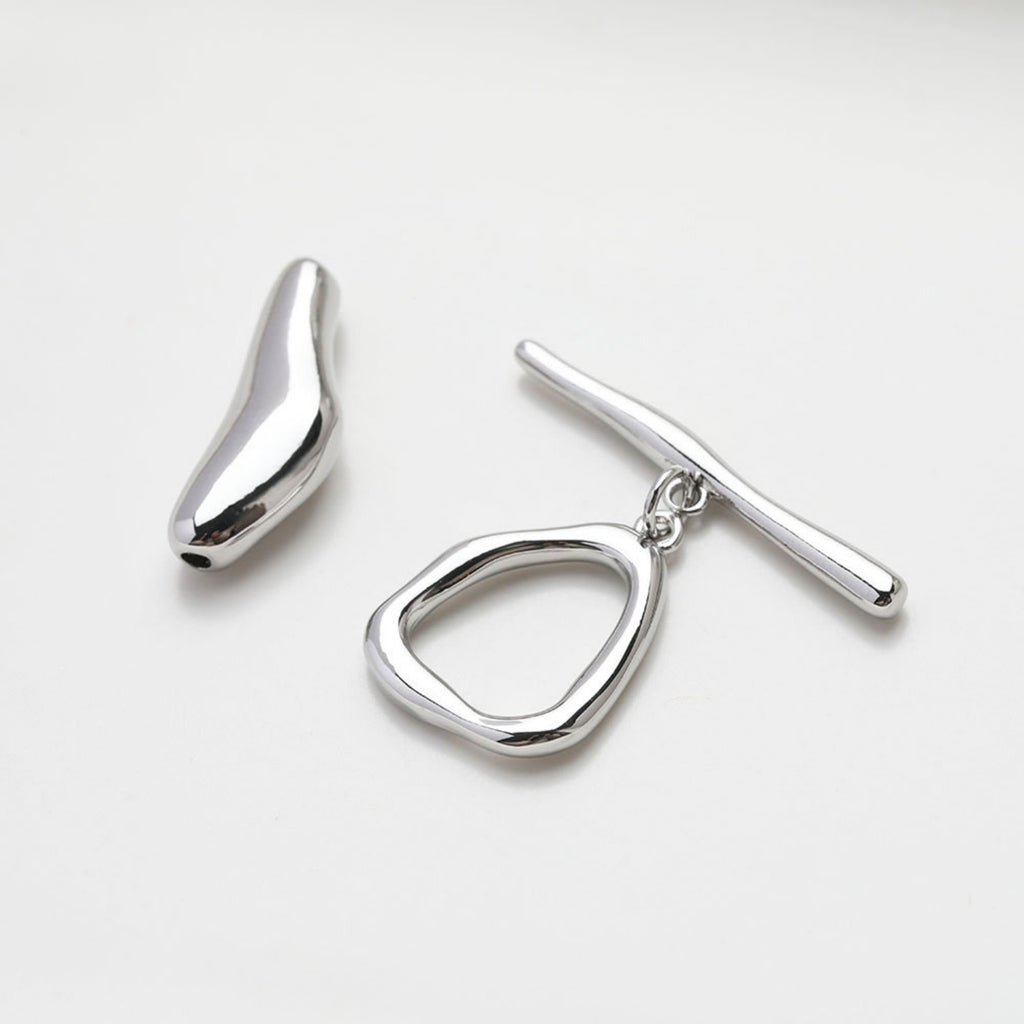 OT Toggle Clasps, One Set, Irregular Beads, 14K Gold Plated OT Buckle, Silver Clasp, Necklace Closure, Connectors Clasps GZ523