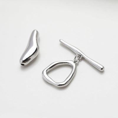 OT Toggle Clasps, One Set, Irregular Beads, 14K Gold Plated OT Buckle, Silver Clasp, Necklace Closure, Connectors Clasps GZ523