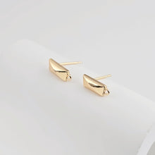 Load image into Gallery viewer, Rectangular Ear Post with Loop, Nickel Free, S925 Silver Pin, Gold Plated Stud Earring Finding ZX270