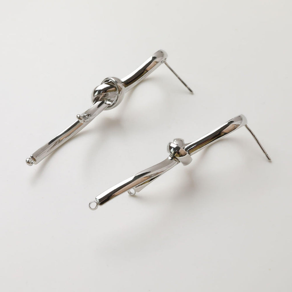 Gold Knot Earring Post, S925 Silver Ear Pin, Nickel Free Earrings, 14K Ear Stud, Tie The Knot Earring Findings GZ732