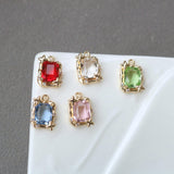 10pcs Rectangular Connector, Cubic Zircon Crystal Pendant, Bracelet Necklace Pendant, 14K Real Gold Plated, Jewelry Findings HL067-F133