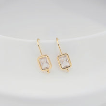 Load image into Gallery viewer, 14K Gold Plated Ear Wires, Square Cubic Pave Earring Hooks, Nickel Free, Fish Hooks, Ear Wires for Jewelry Making ZX322