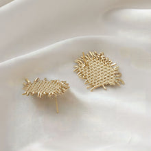 Load image into Gallery viewer, Woven Texture Earring Post, 14K Gold Plated, S925 Silver Pin, Nickel Free Earrings, Irregular Shape Ear Stud with Loop JJ027