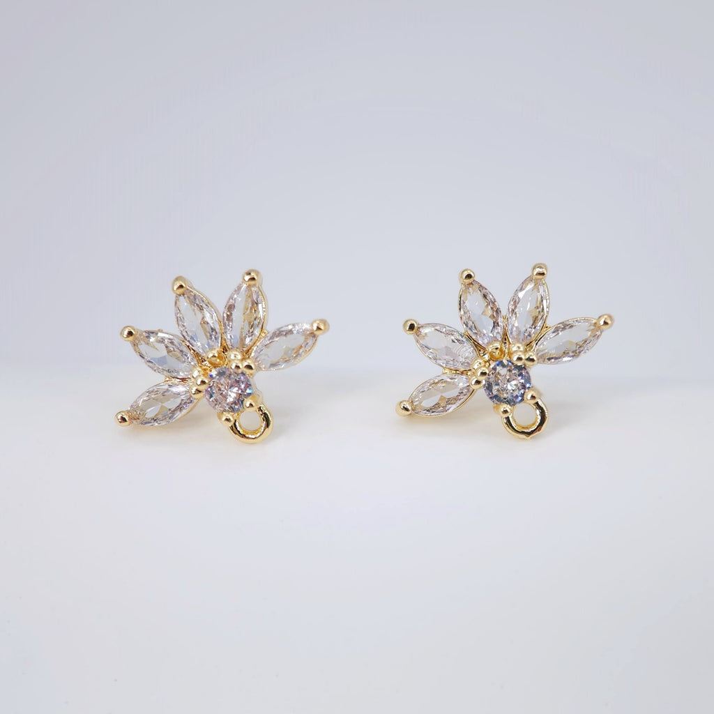 أقراط على شكل ورقة من الزركونيا المكعبة، دعامة مطلية بالذهب مع حلقة، مضادة للحساسية، نتائج أقراط اصنعها بنفسك، لوازم أقراط يدوية الصنع D0038