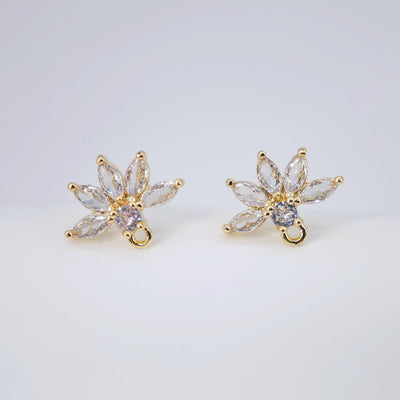 أقراط على شكل ورقة من الزركونيا المكعبة، دعامة مطلية بالذهب مع حلقة، مضادة للحساسية، نتائج أقراط اصنعها بنفسك، لوازم أقراط يدوية الصنع D0038