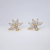 أقراط على شكل ورقة من الزركونيا المكعبة، دعامة مطلية بالذهب مع حلقة، مضادة للحساسية، نتائج أقراط اصنعها بنفسك، لوازم أقراط يدوية الصنع D0038