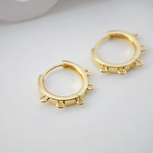 Load image into Gallery viewer, Multi-loop Earring Hoop, Gold Plated Huggie Hoop Earring with Loop, Huggie Hoops DIY Earring  Findings,Handmade Earring Supplies D0102