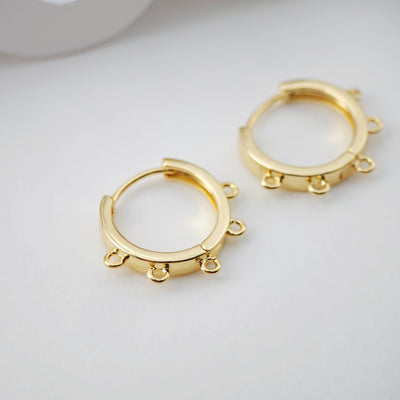 Multi-loop Earring Hoop, Gold Plated Huggie Hoop Earring with Loop, Huggie Hoops DIY Earring  Findings,Handmade Earring Supplies D0102