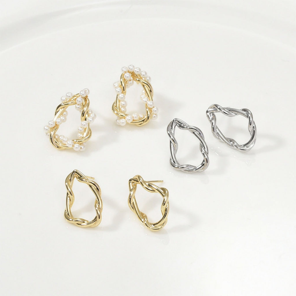 Alien Skeleton Ear Post , S925 Silver Ear Pin Nickel Free, Niche Retro Metallic ,  14K Gold Plated Circle Stud Earring Finding LL152