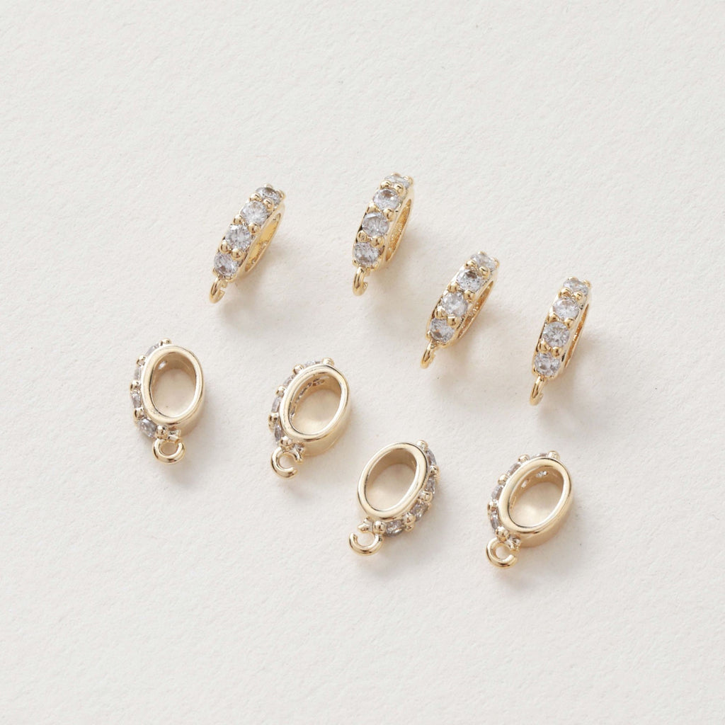 14K Gold Plated Pendant Top, CZ Pave Teardrop Connector, Cubic Zirconia Pendant Snap on Bails, Clasp Link, Jewelry Making GZ326