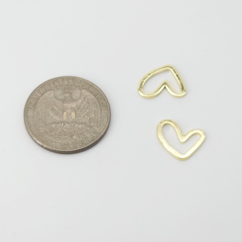 Heart Charm, 14K Gold Plated Brass, Clay Earring Making Findings, Handmade earring making Supplies Finding D0020