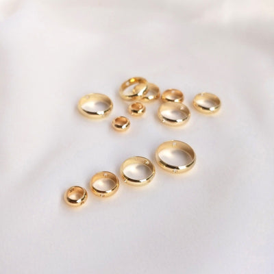 10 قطع - إطارات خرز دائرية تناسب خرز 4 مم، 6 مم، 8 مم، 10 مم، مطلية بالذهب عيار 18 قيراطًا، خرز متباعد دقيق، إطارات خرز، العثور على المجوهرات S1056