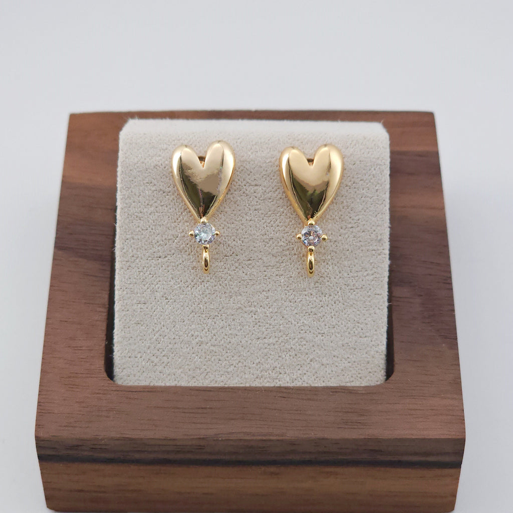 قرط على شكل قلب من الزركونيوم المصقول بالذهب، أقراط من الذهب عيار 18 قيراطًا خالية من النيكل، دبابيس أذن من الفضة الاسترلينية S925، مقاس 18 مم، قرط على شكل قلب مع حلقة ZX215