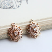 Load image into Gallery viewer, 5pcs CZ Pave Boho Oval Charm, Cubic Zircon Crystal Pendant, Bracelet Necklace Pendant, 14K Real Gold Plated, Jewelry Findings JY055-F079