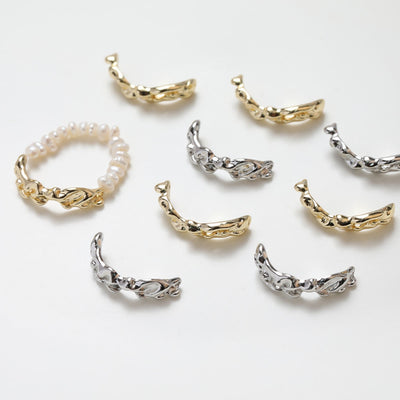 موصل غير منتظم مع حلقات، مطلي بالذهب/الفضة عيار 14 قيراطًا، نتائج صنع أساور، نتائج مجوهرات GZ257