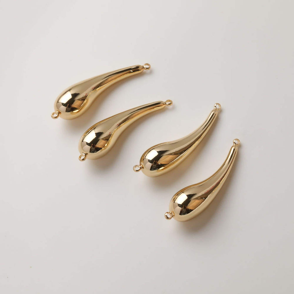 Polished Large Hollow Teardrop Pendant/Connector, 14K Gold/Silver Plated Charm, Necklace Pendant GZ747