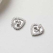 Load image into Gallery viewer, Gold Heart Pendant, CZ Pave, Bow Tie Pendant, Heart Charm for Necklace Making, Jewelry Findings GT041