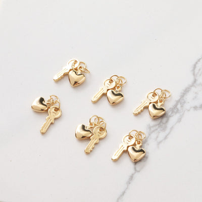 Shiny Heart Locket Charms, 18K Gold Plated, Key Pendant, Love Pendant, Necklace Making Pendants, Jewelry Findings JG011