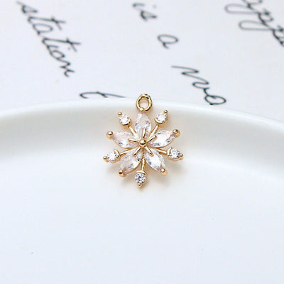 CZ Pave Round Charm, Cubic Zircon Crystal Pendant, Bracelet Necklace Pendant, 14K Real Gold Plated, Jewelry Findings STG062-F208