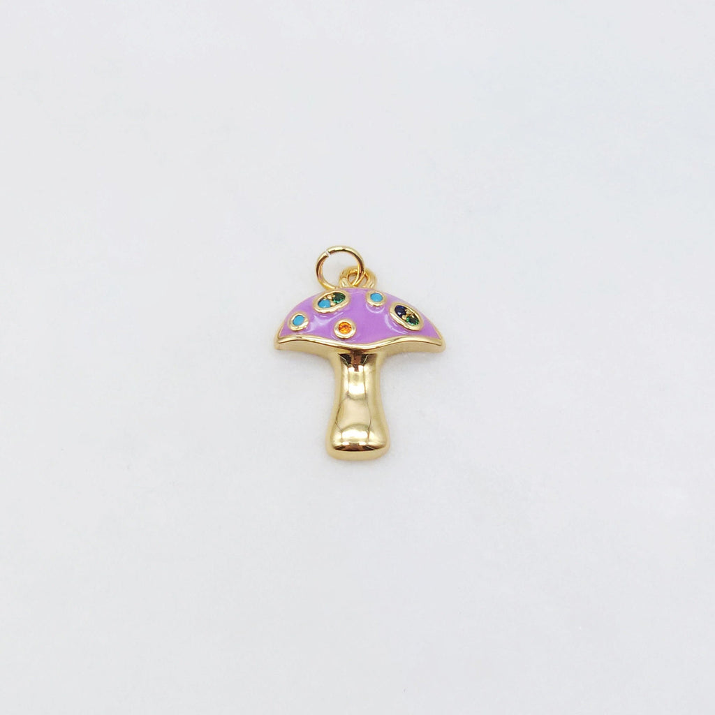 Enamel Mushroom Charm, Poisonous Mushroom, 18K Gold Plated Pendant, Necklace Making Charm, Jewelry Findings S20491