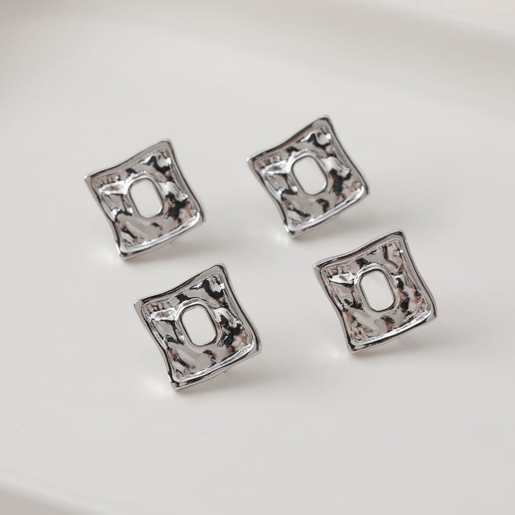 Pendientes con pasador cuadrado irregular y aro, pavé de circonitas, oro de 14 quilates, pasador de plata S925 sin níquel, fornitura hipoalergénica GZ243