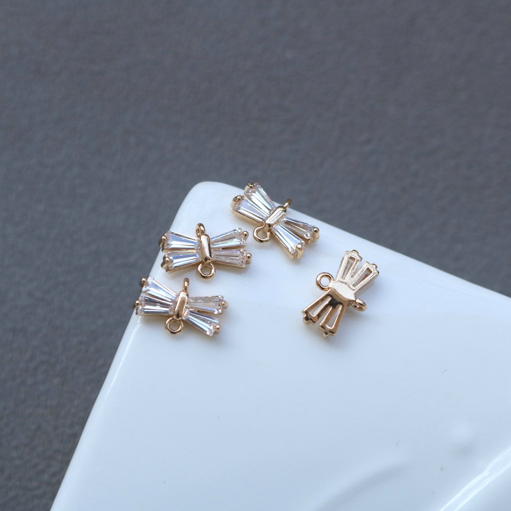 CZ Multishape Connector, Cubic Zircon Crystal Pendant, CZ Earring Charms,  Real Gold Plated Brass Earring Charms, Jewelry Finding HL009-F115