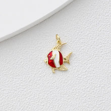 Cargar imagen en el visor de la galería, Colgante de pez ángel, dijes de pez esmaltado, dijes de vida marina, dijes chapados en oro de 18 quilates, fabricación de pulseras y aretes, accesorios de joyería S1369