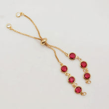 Load image into Gallery viewer, Adjustable Bracelet Making Chain, 20 Colors, 18K Gold Plated, CZ Pave Half Finished Slide Box Chain with Rubber Stopper Beads S20346