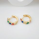 Cubic Ear Hoops Pave Crystal, 14mm, 18K Gold Plated Leverback Earrings, Huggie Hoops Earring S1061